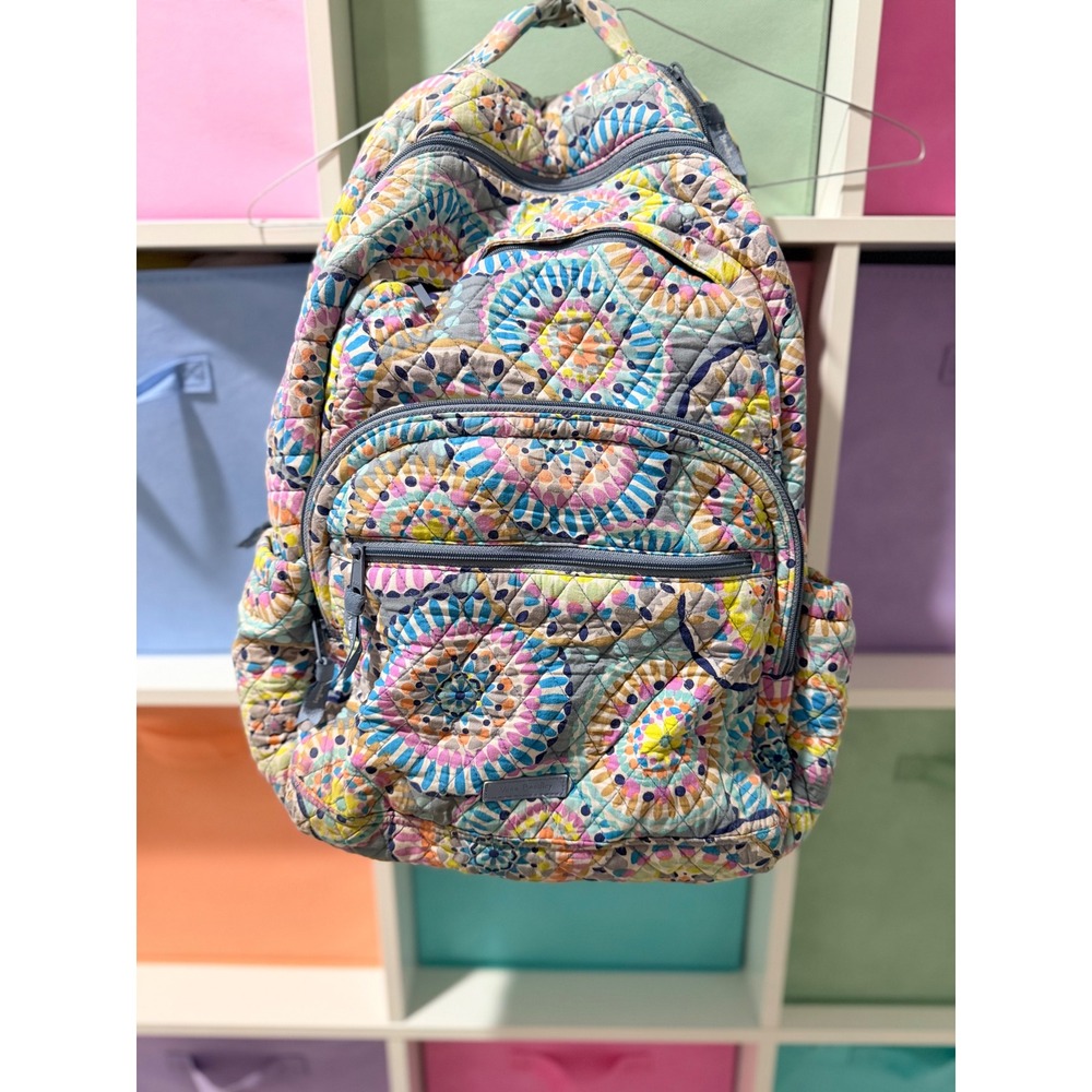 Vera Bradley Quilted Cotton Backpack Kaleidoscope Floral Print Multi Color